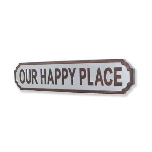 Gray Metal Decorative Wall Mounted Sign  Our Happy Place