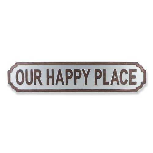 Gray Metal Decorative Wall Mounted Sign  Our Happy Place