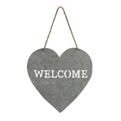 Welcome Gray Galvanized Metal Wall Art