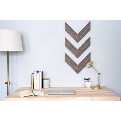 Set of 3 Rustic Weathered Grey Wood Chevron Arrow