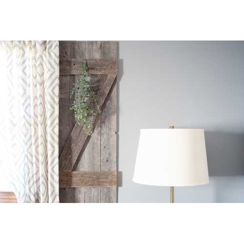 Set of 2 Rustic Natural Weathered Grey Wood Window Shutters with Hanger