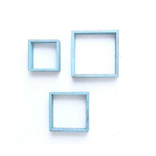Set of 3 Square Robins Egg Blue Reclaimed Wood Open Box Shelve
