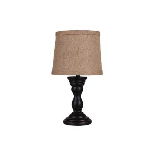 Black Accent Lamp with Tan Shade