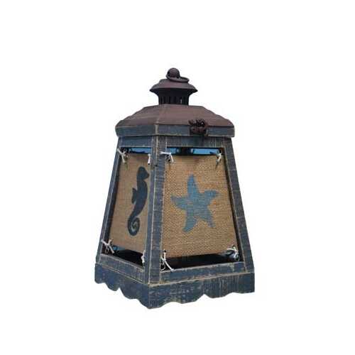 Cape Lantern Blue Accent Lamp with Coastal Icons