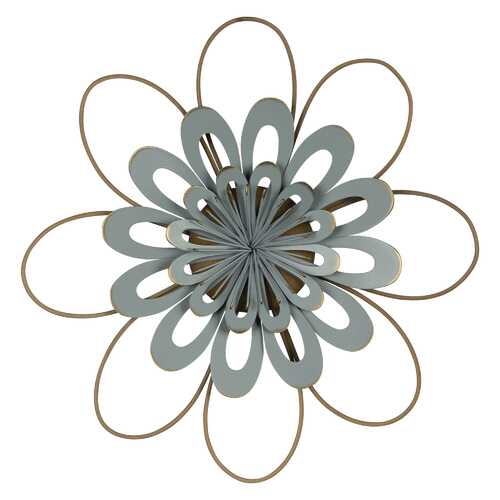 Stratton Home Decor Delicate Light Blue Metal and Wood Flower Wall Decor