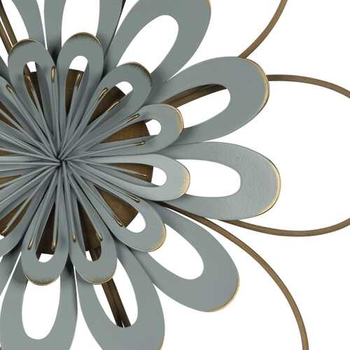 Stratton Home Decor Delicate Light Blue Metal and Wood Flower Wall Decor