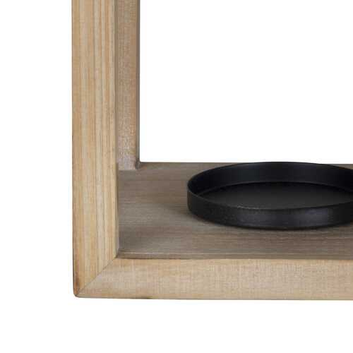 Stratton Home Decor Natural Wood and Metal House Shaped Lantern