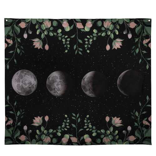 Stratton Home Decor Moon Phases with Floral Border Wall Tapestry