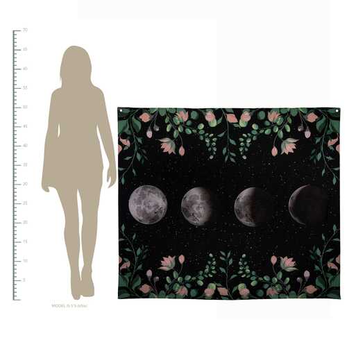 Stratton Home Decor Moon Phases with Floral Border Wall Tapestry