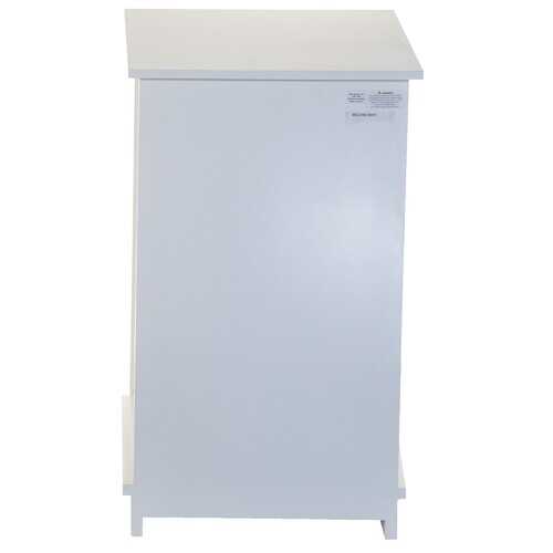 White Wooden Cabinet with 1 Basket Weave Drawer and  1 Door Bottom Storage