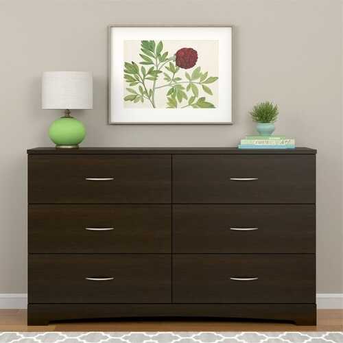 Modern 6 Drawer Dresser in Espresso Wood Finish