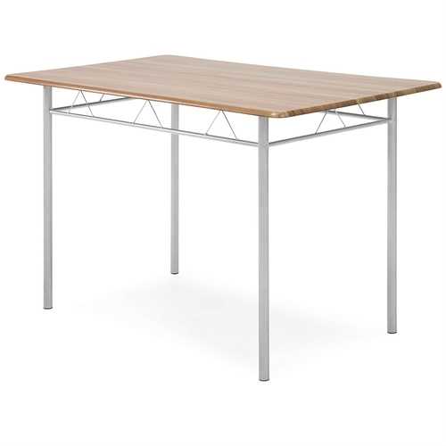 5-Piece Wooden Kitchen Table Dining Set with Metal Legs, 4 Chairs, Brown/Silver