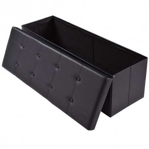 45" Large Folding Ottoman Storage Seat-Black