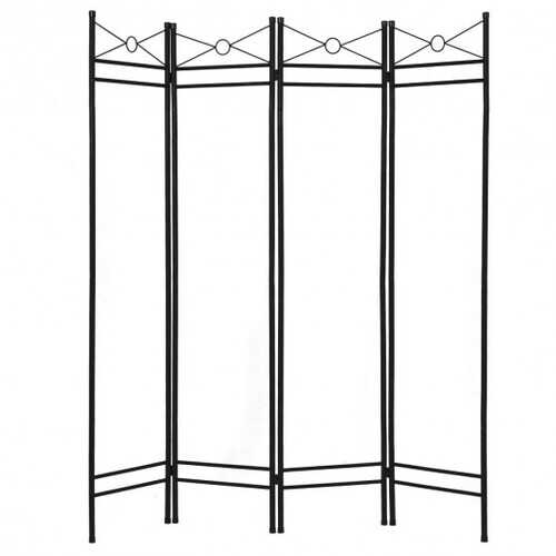 4 Panels Metal Frame Room Private Folding Screen-Brown - Color: Brown
