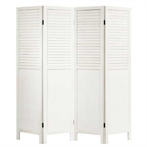 5.6 Ft Tall 4 Panel Folding Privacy Room Divider-White - Color: White