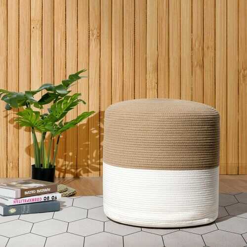 Pouf Ottoman Round for Sitting Braided Pouf with Jute Cover