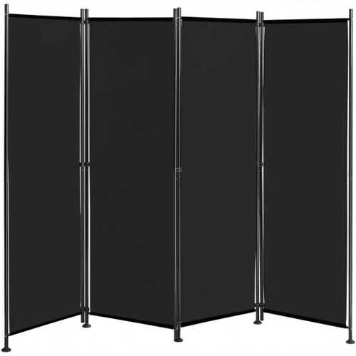 4-Panel Room Divider Folding Privacy Screen-Black - Color: Black
