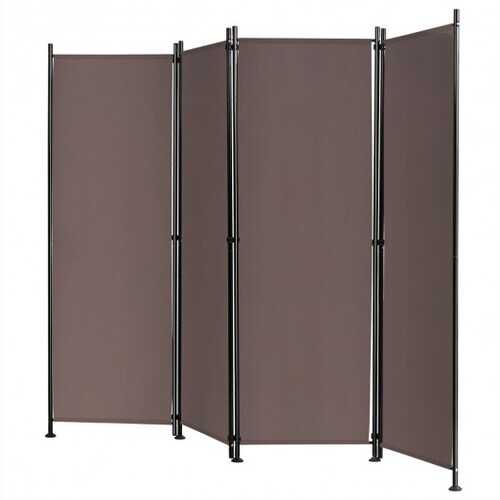 4-Panel Room Divider Folding Privacy Screen-Coffee - Color: Coffee